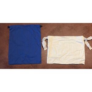 Set of 2 Blue and Cream Drawstring Dust Bags Pouches Storage